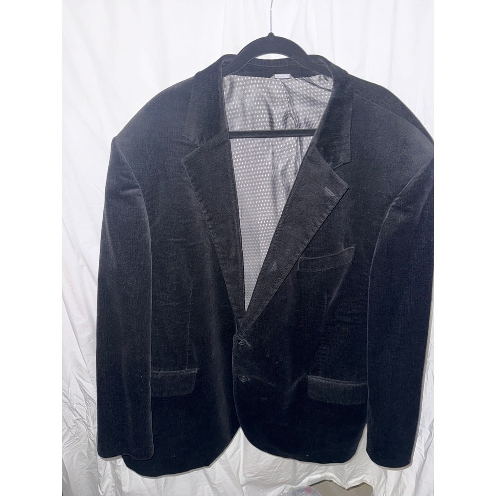 Oak Hill Mens Black Corduroy Blazer Two Button Sport Coat Jacket